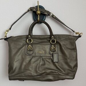 Coach Ashley Convertible Leather Metallic Satchel Handbag Purse